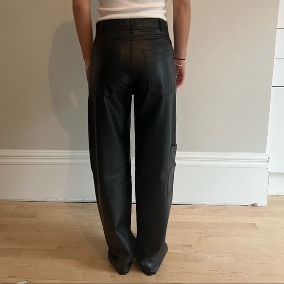 Zara Leather Cargo Trousers - Picture 2 of 2